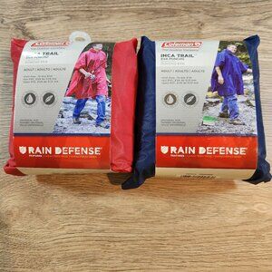 Coleman Inca Trail EVA Poncho Adult Universal Size Rain Defense Red Blue 2 Pack